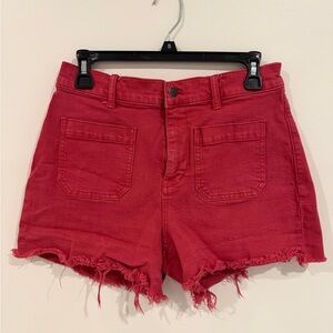Madewell Curvy Emmy Red High-Rise Denim Cutoff Shorts